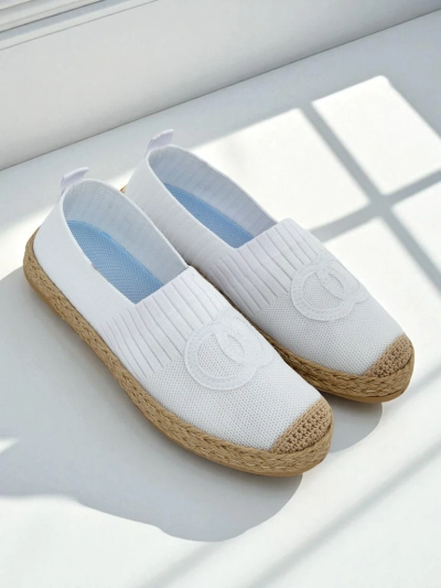 Espadrilles da donna Calista Biancha - bianche piatte in pelle scamosciata ecologica, stile talianu