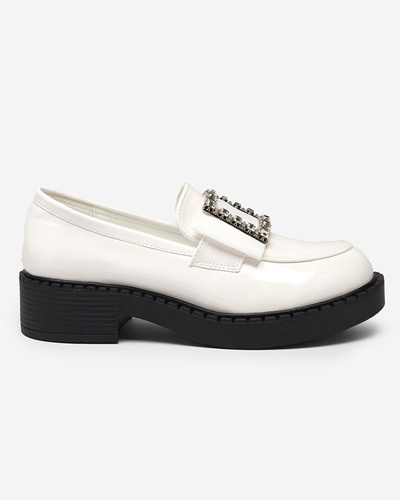 Lacquered shoes with a white buckle. Fogim- Footwear