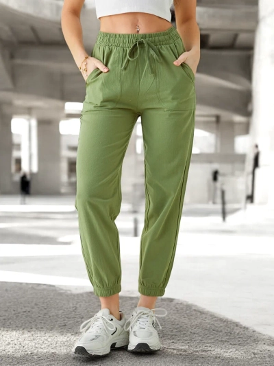 Flora Women's Jogger Pants Light Green 100% Cotton Comfortable