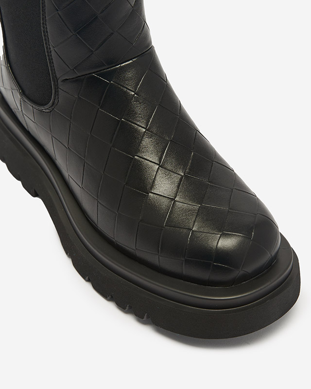 Black women's boots with embossing Ahetto- Footwear