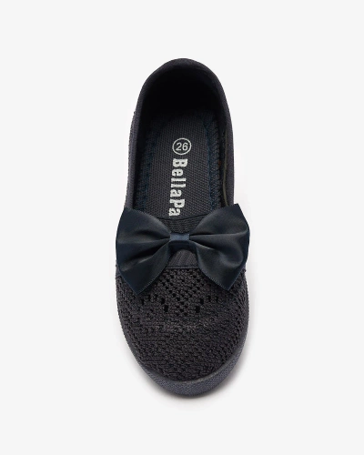 Girls' navy blue slip on sneakers with bow Sweet Time - Footwear