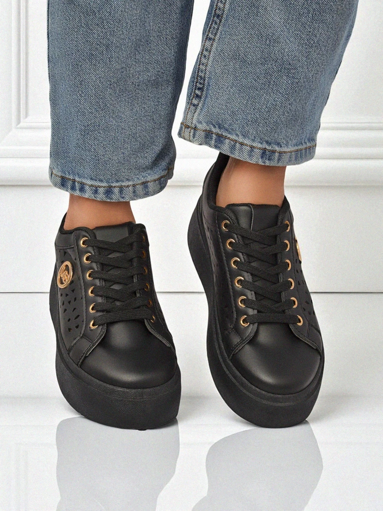 Aurelia Nero - Черная платформа Royalfashion из экокожи, модель LH201-8