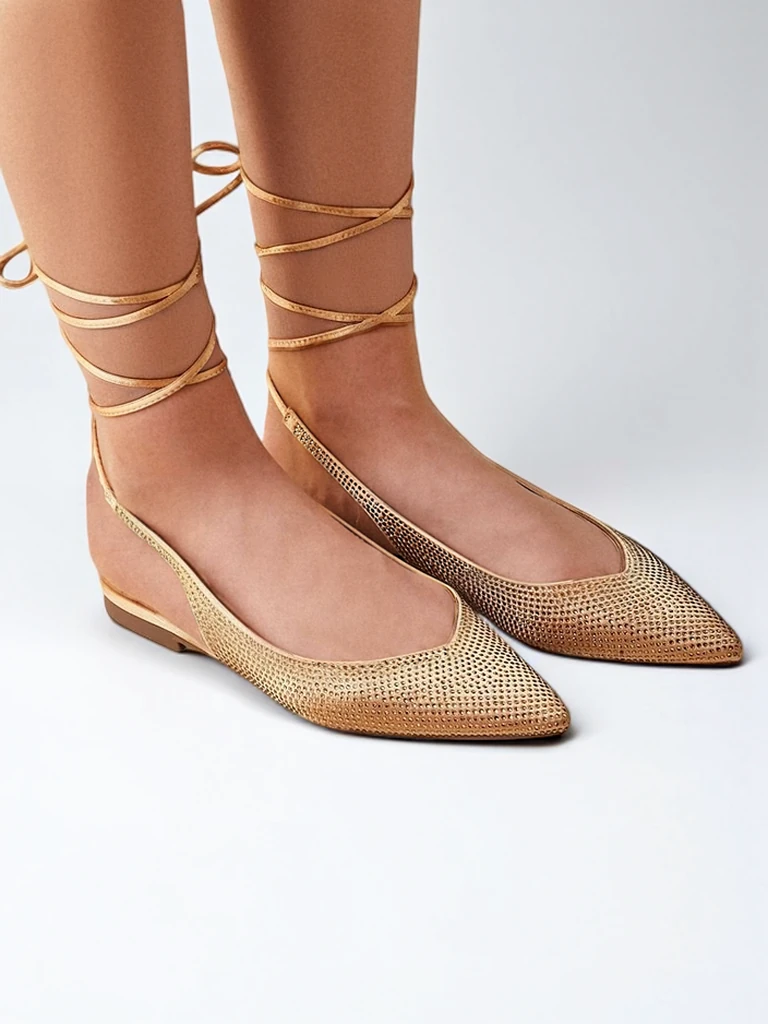 Royalfashion Women's ballet flats with rhinestones without a heel Daggas