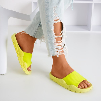 Неоново-желтые тапочки с сеткой Sensie - Обувь