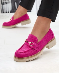 Fuchsia openwork women's moccasins with chain Imerila - Footwear