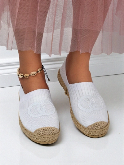 Calista Biancha women's espadrilles - white flat eco suede, Italian style