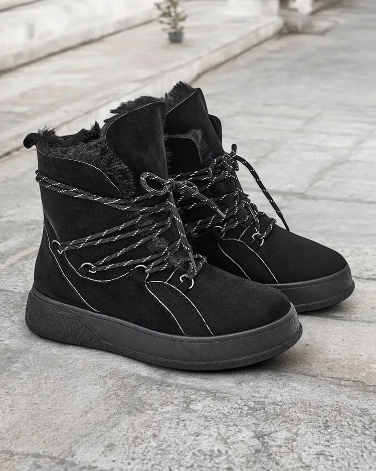 Женские зимние ботинки на шнуровке Royalfashion Mommer