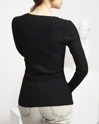 Women's black ribbed sweater - Clothing