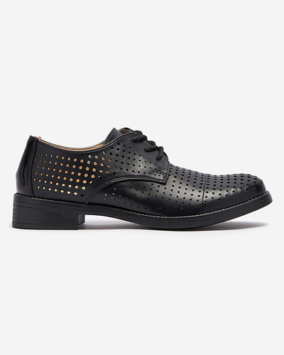 Openwork black women's eco leather half shoes Azedvo- Footwear