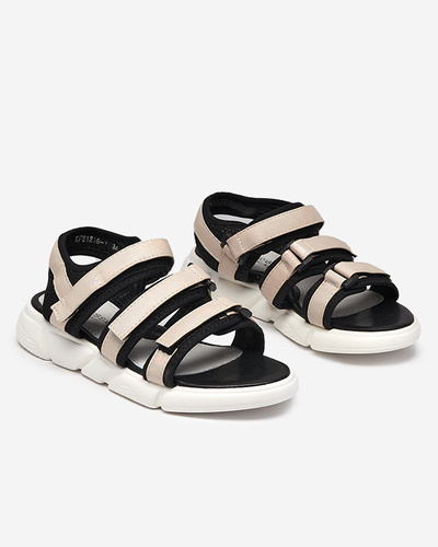 Girls' sandals fastened with Velcro in beige Mumin-Shoes