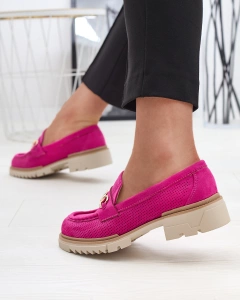 Fuchsia openwork women's moccasins with chain Imerila - Footwear