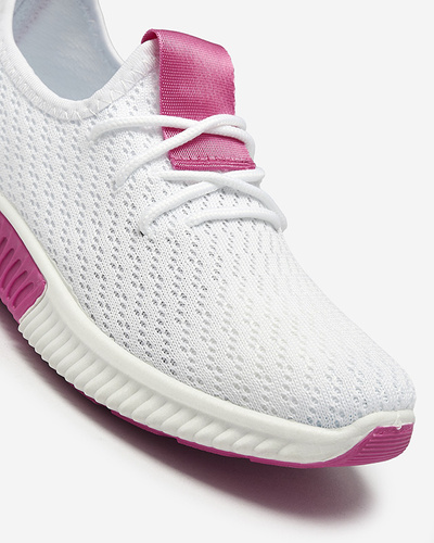 White women's sports shoes with fuchsia inserts Kedeti - Footwear