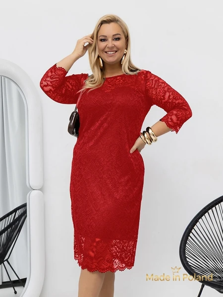 Lace midi dress with 3/4 sleeves Elegant Star