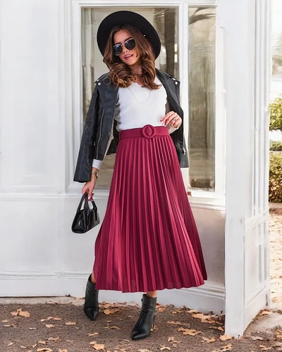 Royalfashion Pleated women's midi skirt