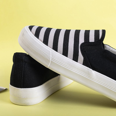 Black women's slip on sneakers with stripes Apollonia - Footwear