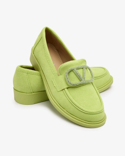 Royalfashion Women's lime green moccasins with ornament Fogras