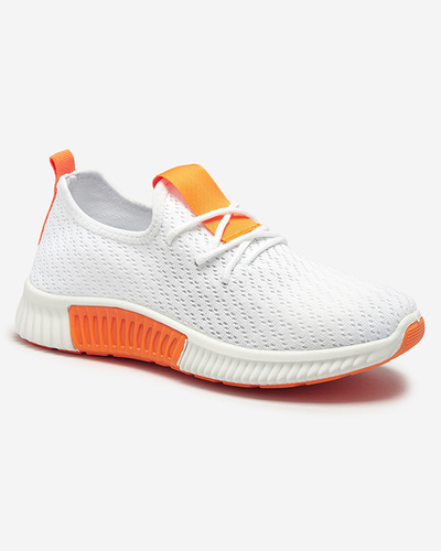 White women's sports shoes with orange inserts Kedeti - Footwear