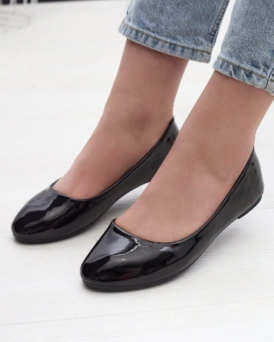 Black Women's Lacquered Ballerinas Fama - Footwear