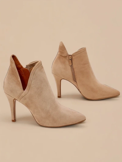 Light brown women's boots on a high heel Annalisa - Footwear