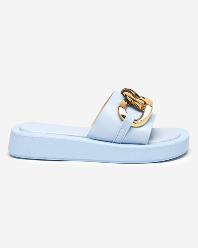 Women's blue slippers with a gold chain Reteris - Footwear