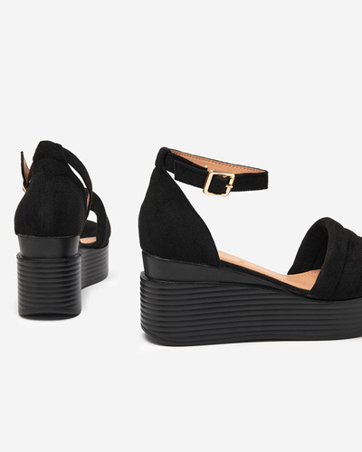 Black women's wedge sandals Okita - Shoes