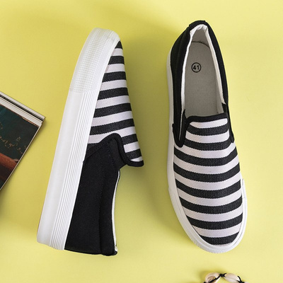 Black women's slip on sneakers with stripes Apollonia - Footwear