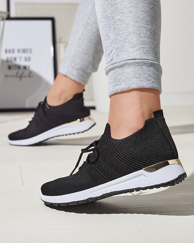 Black woven sports shoes for women Ferroni - Footwear