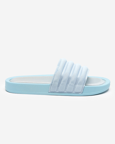 Women's striped slippers in blue Lenira color - Footwear