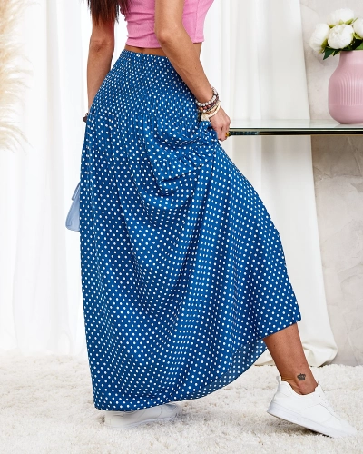 Royalfashion Sieviešu zili gari svārki ar zirnīšiem