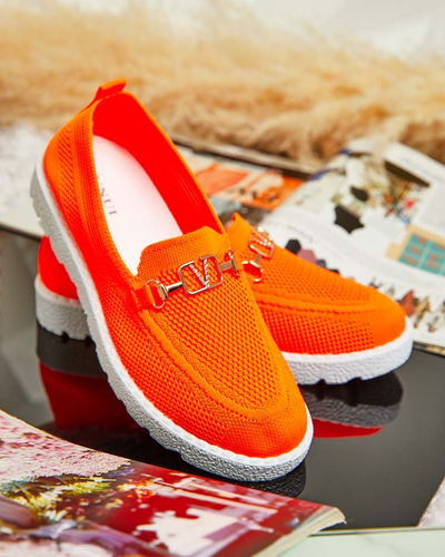 Royalfashion Женские тканевые мокасины с золотым украшением Erticae