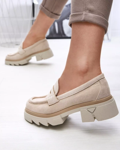 Eco suede beige moccasins for women Zirraf-Footwear