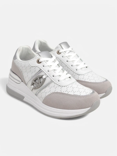Sneakers damske Melania Bianca me coturn 6 cm pelle ecologic