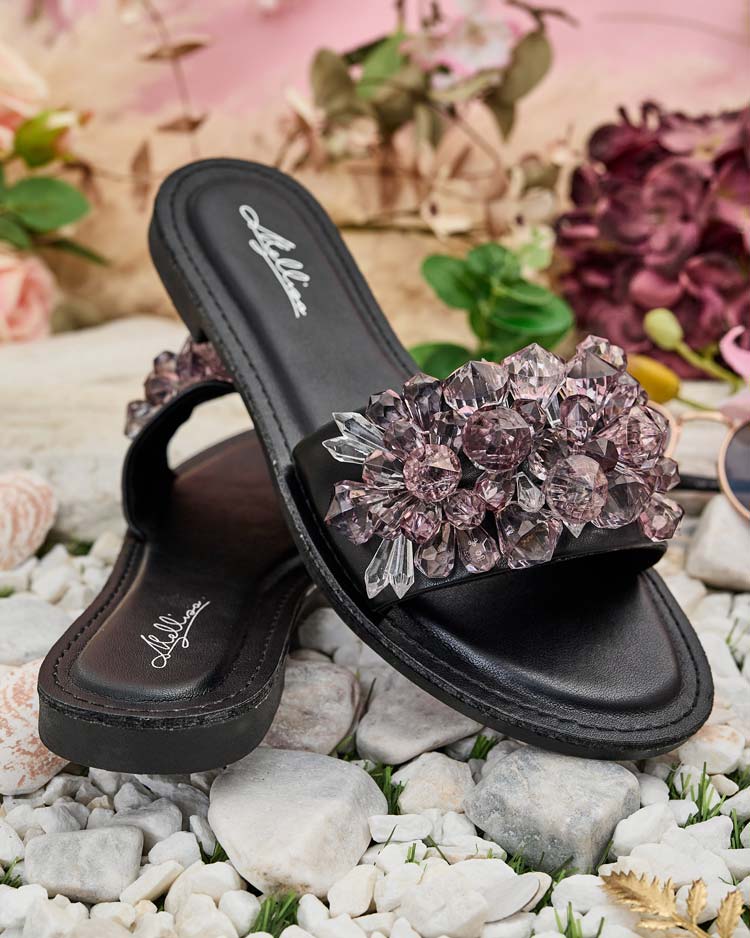 Royalfashion Женские шлепанцы со стразами Loberra
