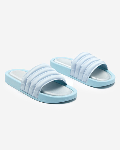 Women's striped slippers in blue Lenira color - Footwear