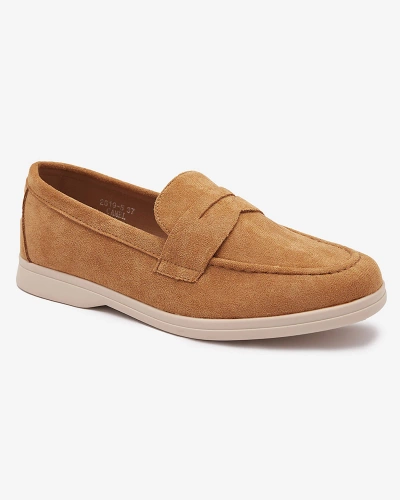 Women's eco-suede moccasins in camel color Daffer- Footwear