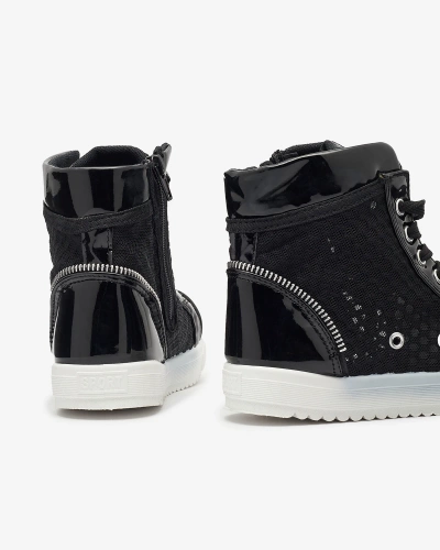 Black girls' high-top sneakers Borris- Footwear