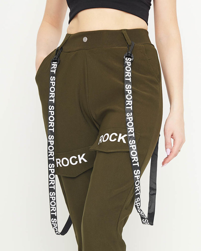 Tumši zaļas sieviešu kravas bikses ar bikšturiem - Apģērbs