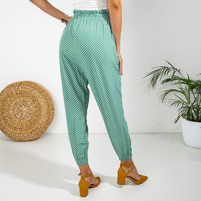 Women's green polka dot trousers PLUS SIZE - Clothing