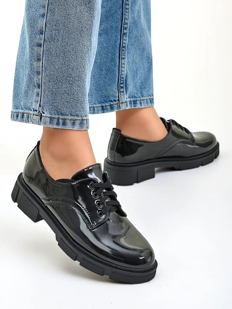 Royalfashion sieviešu lakota ādas apavi Omey