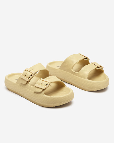 Women's flip-flops with buckles Eckos in khaki - Footwear