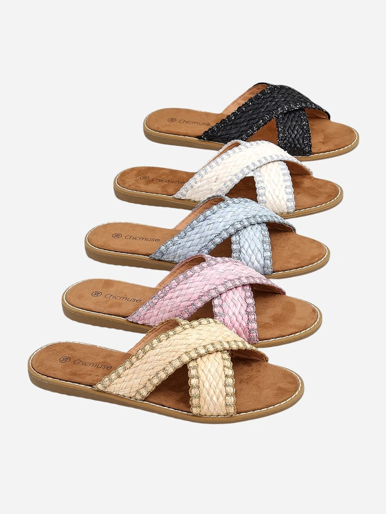 Royalfashion Женские шлепанцы с плетеными ремешками Bornes