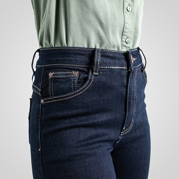 Granatowe spodnie z wysokim stanem - Spodnie