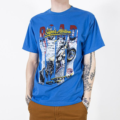 Men's cobalt cotton t-shirt with print - Clothing