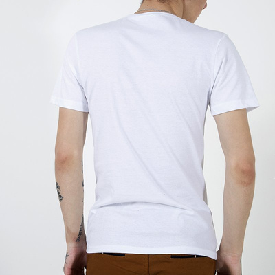 Men's white cotton t-shirt with print - Clothing