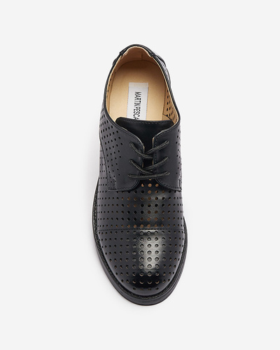 Openwork black women's eco leather half shoes Azedvo- Footwear