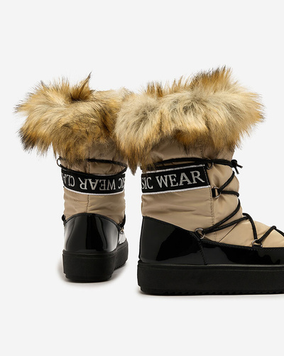 Royalfashion Бежево-черные ботинки-слипы a'la snow boots for women Gomllo