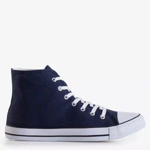 OUTLET Navy blue men's high-top Skarle sneakers - Footwear