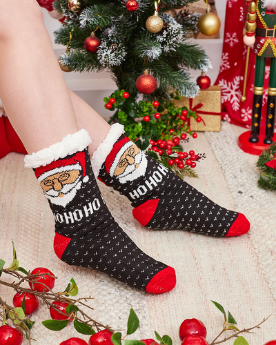 Red women's socks with Christmas pattern - Underwear