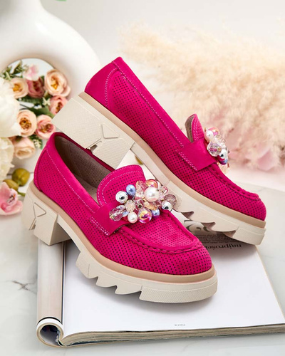 Royalfashion Women's moccasins with colorful Glam crystals