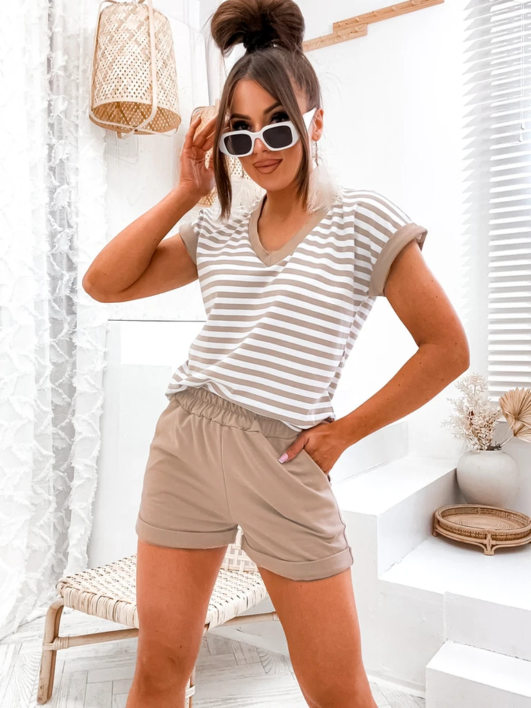 Royalfashion kokvilnas sieviešu svītrainais komplekts